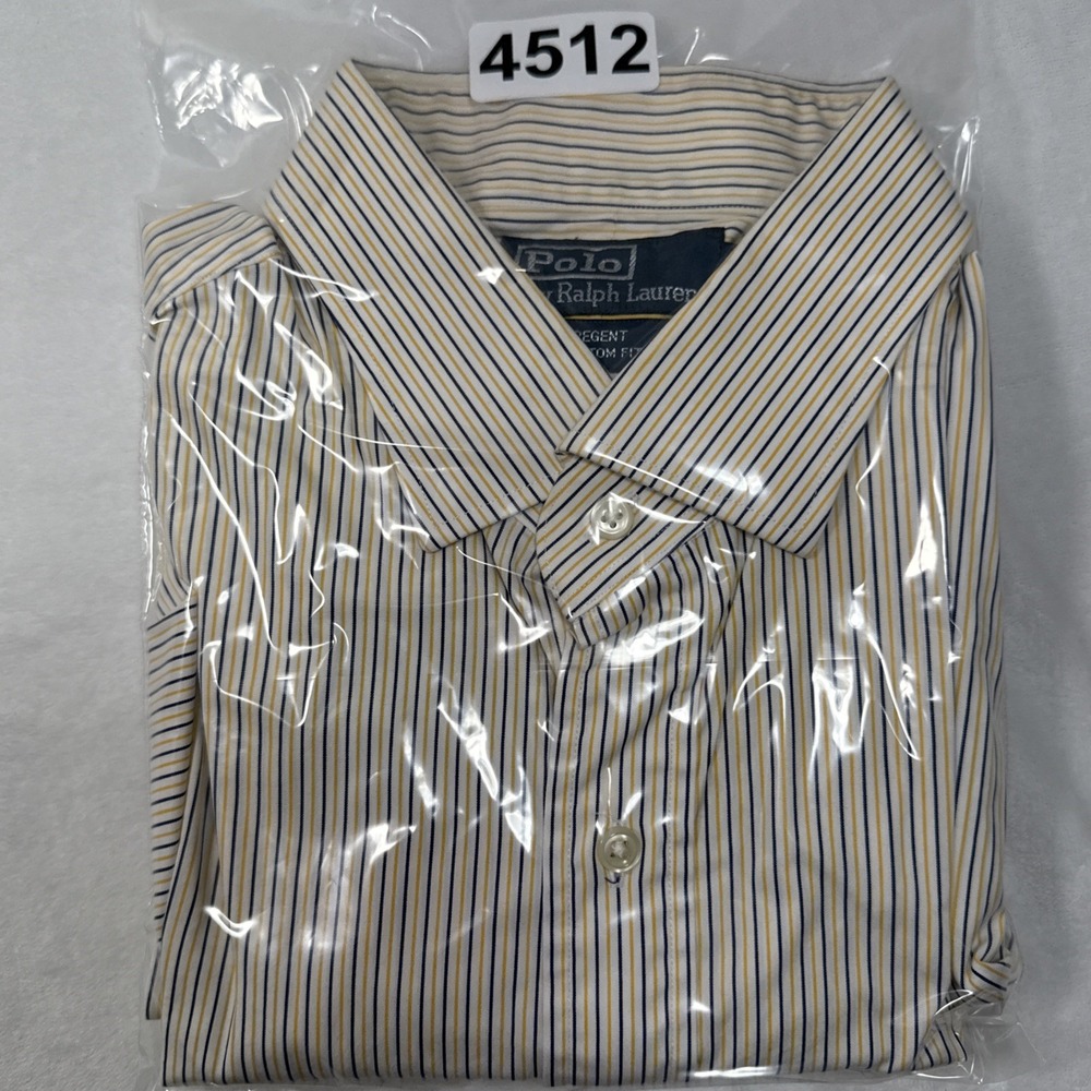 Polo Ralph Lauren Regent Custom Fit L/S Yellow Strip Button Dwn Shirt 17.5 34/35 - Picture 7 of 9